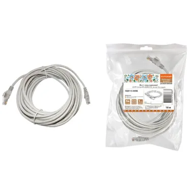 Патч-корд народный U/UTP Cat 5e 4PR 24AWG PVC, литой 10 м, серый | SQ0115-0008 | TDM