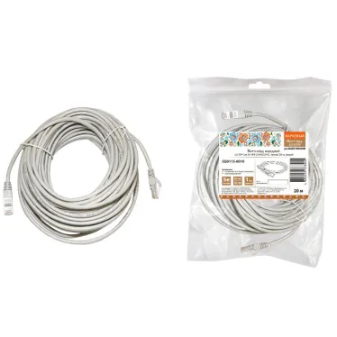 Патч-корд народный U/UTP Cat 5e 4PR 24AWG PVC, литой 20 м, серый | SQ0115-0010 | TDM