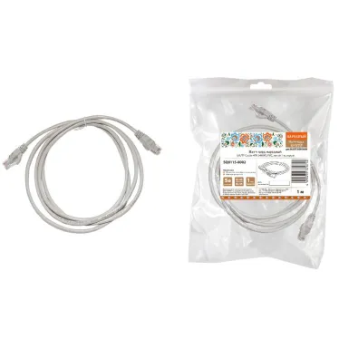 Патч-корд народный U/UTP Cat 5e 4PR 24AWG PVC, литой 1 м, серый | SQ0115-0002 | TDM