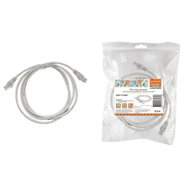 Патч-корд народный U/UTP Cat 5e 4PR 24AWG PVC, литой 0,5 м, серый | SQ0115-0001 | TDM