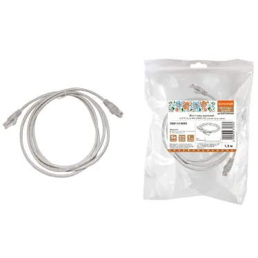 Патч-корд народный U/UTP Cat 5e 4PR 24AWG PVC, литой 1,5 м, серый | SQ0115-0003 | TDM