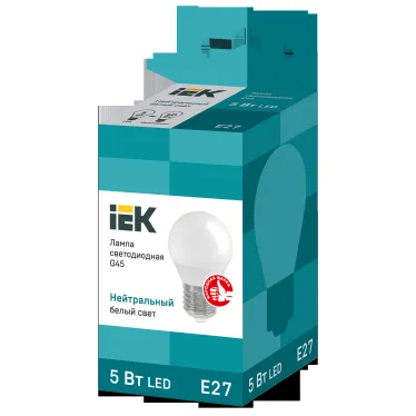 Лампа светодиодная G45 шар 5Вт 230В 4000К E27 IEK