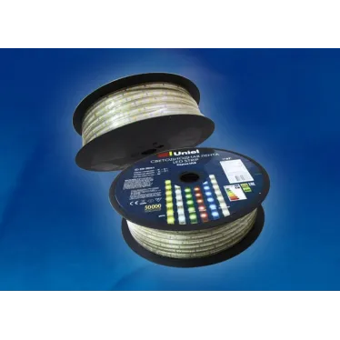 Лента светодиодная 220В 50м желтый свет ULS-2835-60LED/m-10mm-IP67-220V-8W/m-50M-YELLOW | UL-00000862 | Uniel