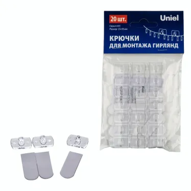 Крючки для монтажа гирлянд Набор из 20 шт Прозрачные UCC-Y11 CLEAR 020 POLYBAG ТМ Uniel