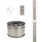 Лента LED профессиональная 220В, 6.5x17мм, IP67, SMD 2835, 180 LED/м, белый, 100м