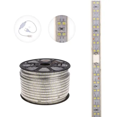 Лента LED профессиональная 220В, 6.5x17мм, IP67, SMD 2835, 180 LED/м, белый, 100м