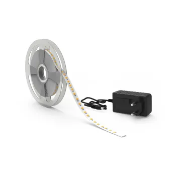 Лента светодиодная LED 2835/120-SMD 14.4 Вт/м 1400 лм/м 3000К DC 12В IP20 8мм комплект лента и драйвер (блистер 5м) Basic Gauss