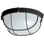                  Светильник для ЖКХ под лампу "Банник" 1102 Круг большой НПП 03-100-010 IP65 матовый /корпус с решеткой черный ГИ | 1005500927 | Элетех
               