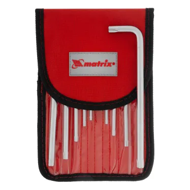 Набор ключей имбусовых TORX-TORX Tampered, 9 шт., T10-T50, CrV, удлиненные, сатин., чехол