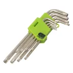 Набор ключей имбусовых Tamper-Torx, 9 шт., TT10-ТT50, 45x, закаленные, удлиненные, никель
