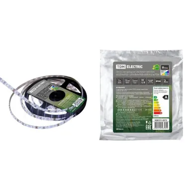 Лента светодиодная SMD5050+SMD2835 60LED/м-IP20-12 В-8 Вт/м-RGB+6000 К (5 м) | SQ0331-0372 | TDM