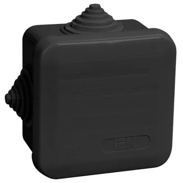 Коробка расп. КМ41236 70х70х40мм IP44 4 вв. черная | UKO21-070-070-040-K02-44 | IEK