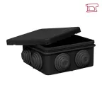                  Коробка распределительная КМР-030-031 с крышкой наруж (85х85х40) 8 мембр. вводов чёрная IP55 | plc-kmr2-030-031-b | EKF
               
