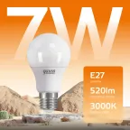 Лампа светодиодная LED 7 Вт 520 лм 3000К А60 груша теплый E27 AC 220В Elementary Gauss