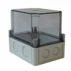                  Коробка 150х110х138 ПК поликорбанат,серый цвет корпуса,крышка высокая,прозрачная,DIN-рейка | КР2801-923 | HEGEL
               