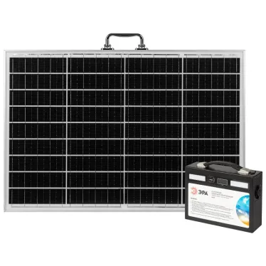 Портативная солнечная электростанция  ERAZS-02 (комплект), 400 Вт, 54 000 мАч, Li-ion. Солнечная панель 50 Вт  | Б0062849 | ЭРА