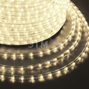 Дюралайт LED, постоянное свечение 2W - тёплый белый, 24 LED/м 10 мм, 100 м