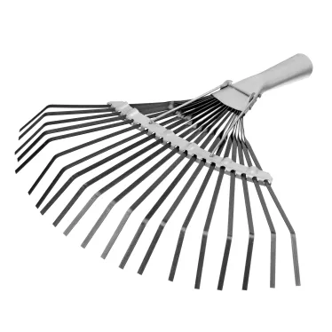 Грабли веерные стальные, 385 мм, 20 плоских зубьев, оксидированные, без черенка, Россия