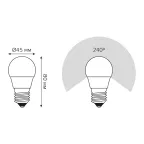 Лампа светодиодная LED 7 Вт 550 лм 4100К шар P45 нейтральный E27 AC 220В шаговое диммирование выключателем Black Gauss