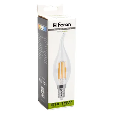 Лампа светодиодная LED 15вт Е14 белый свеча на ветру FILAMENT