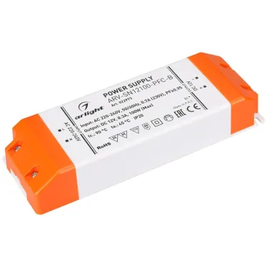 Блок питания ARV-SN12100-PFC-B (12V, 8.3A, 100W) (Arlight, IP20 Пластик, 3 года) | 022993 | Arlight