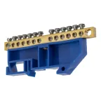 Шина "N" нулевая 6х9мм 14/1 (14 групп/крепеж по центру) с изолятором на DIN-рейку (20 шт/уп)