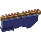 Шина "N" нулевая 6х9мм 12/1 (12 групп/крепеж по центру) с изолятором на DIN-рейку (20 шт/уп)