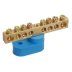 Шина "N" нулевая 6х9мм 8/1 (8 групп/крепеж по центру) с одним угловым изолятором (10 шт/уп)