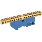 Шина "N" нулевая 6х9мм 18/1 (18 групп/крепеж по центру) с изолятором на DIN-рейку (20 шт/уп)