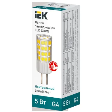 Лампа светодиодная CORN капсула 5Вт 230В 4000К керамика G4 IEK