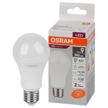 Лампа светодиодная LED 12 Вт E27 6500К 960Лм груша 220 В (замена 100Вт) OSRAM