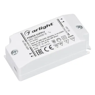 Блок питания ARV-SN24008-B (24V, 0.33A, 8W) (Arlight, IP20 Пластик, 3 года) | 033274 | Arlight