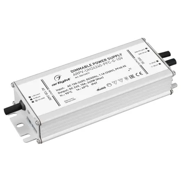 Блок питания ARPV-UH24240-PFC-0-10V (24V, 10.0A, 240W) (IP67 металл, 7 лет)