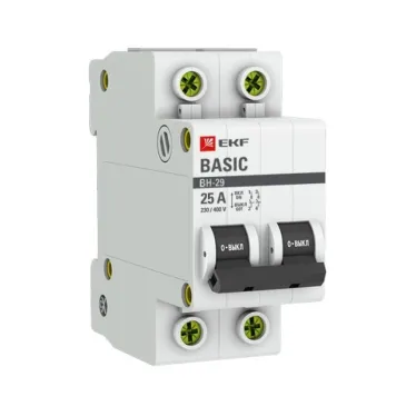 Выключатель нагрузки модульный ВН-29 2P 25А EKF Basic | SL29-2-25-bas | EKF