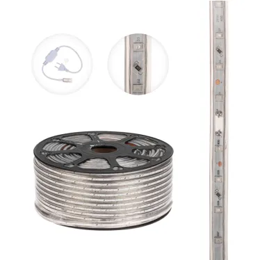 Лента LED герметичная в силиконовой оболочке 220В 10х7мм IP65 SMd3528 60 диодов/метр желтый (бухта 100м)