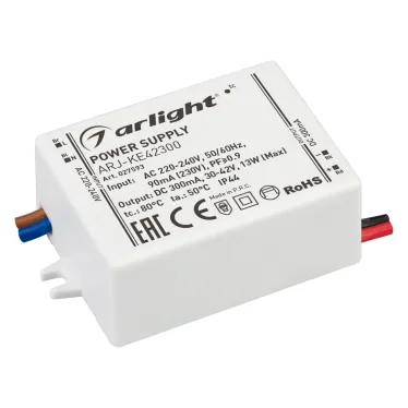 Блок питания ARJ-KE42300 (13W, 300mA, PFC) (ARL, IP44 Пластик, 5 лет)