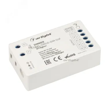 Диммер ARL-SIRIUS-DIM-SUF (12-24V, 4x4A, 2.4G) (ARL, IP20 Пластик, 3 года)