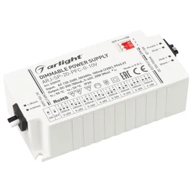 Блок питания ARJ-SP-20-PFC-0-10V (20W, 350-700mA) (Arlight, IP20 Пластик, 5 лет) | 030929 | Arlight