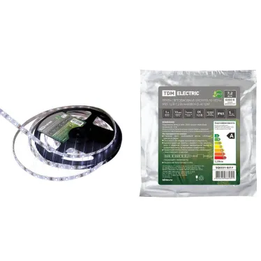 Лента светодиодная SMD5050-30 LED/м-IP65-12 В-7,2 Вт/м-6000 К (5 м) | SQ0331-0317 | TDM