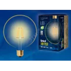 Лампа светодиодная декоративная LED 8вт 220-250В шар G125 680Лм Е27 2250К золотая колба Vintage