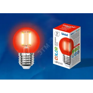 Лампа светодиодная декоративная цветная LED 5вт 200-250В шар 350Лм Е27 КРАСНЫЙ Air color