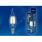 Лампа светодиодная LED 6вт 200-250В свеча на ветру прозрачное 500Лм Е14 3000К Sky филамент