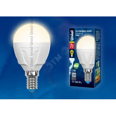 Лампа светодиодная LED 7вт 175-250В шар матовый 600Лм Е14 3000К ЯРКАЯ