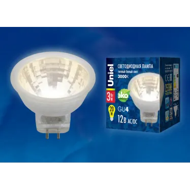 Лампа светодиодная LED-MR11-3W/WW/GU4 GLZ21TR 12V Прозрачная Теплый (3000K) Картон