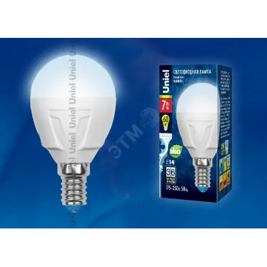 Лампа светодиодная LED 7вт 175-250В шар матовый 600Лм Е14 4000К ЯРКАЯ