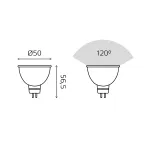 Лампа светодиодная LED 5.5 Вт 490 лм 4100К софит MR16 нейтральный GU5.3 AC 220В (промоупаковка 3 лампы) Basic Gauss