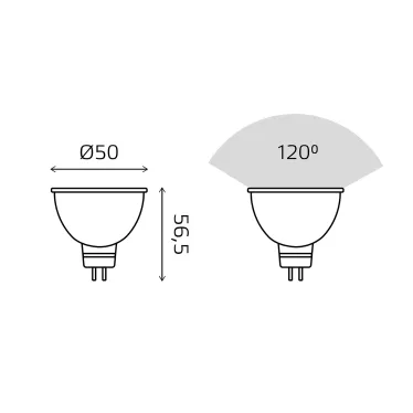 Лампа светодиодная LED 5.5 Вт 490 лм 4100К софит MR16 нейтральный GU5.3 AC 220В (промоупаковка 3 лампы) Basic Gauss