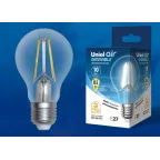 Лампа светодиодная диммируемая. Форма А, проз рачная LED-A60-10W/4000K/E27/CL/DIM GLA01TR