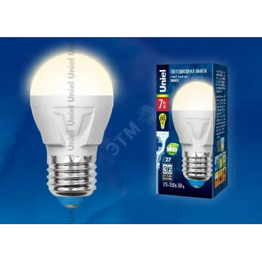 Лампа светодиодная LED 7вт 175-250В шар матовый 600Лм Е27 3000К ЯРКАЯ