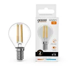 Лампа светодиодная филаментная LED 10 Вт 650 лм 2700К шар P45 теплый E14 AC 220В прозрачная колба Elementary Gauss